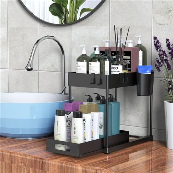 2 Pack Heavy Load Under Sink Organizers and Storage with Sliding Drawer - Picture 3 of 7